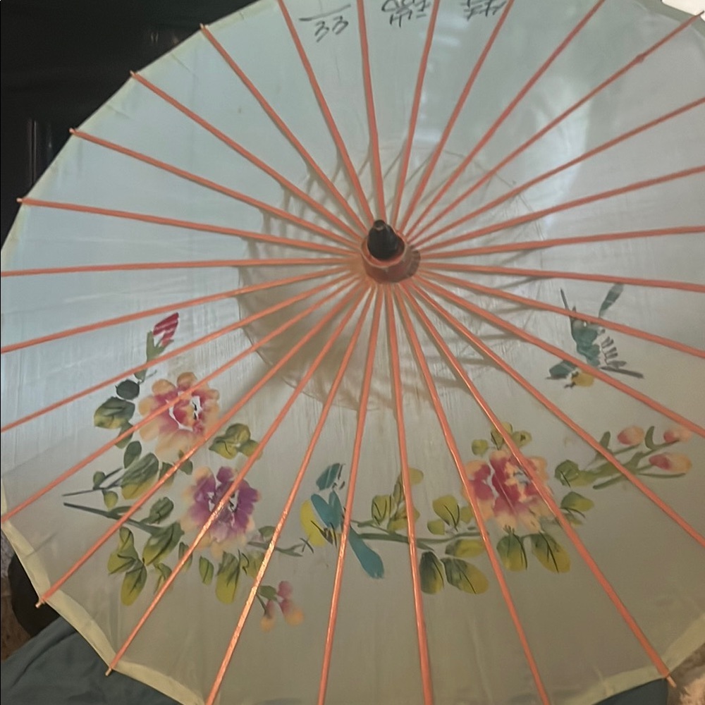 Floral Parasol with Pink and Green Accents
